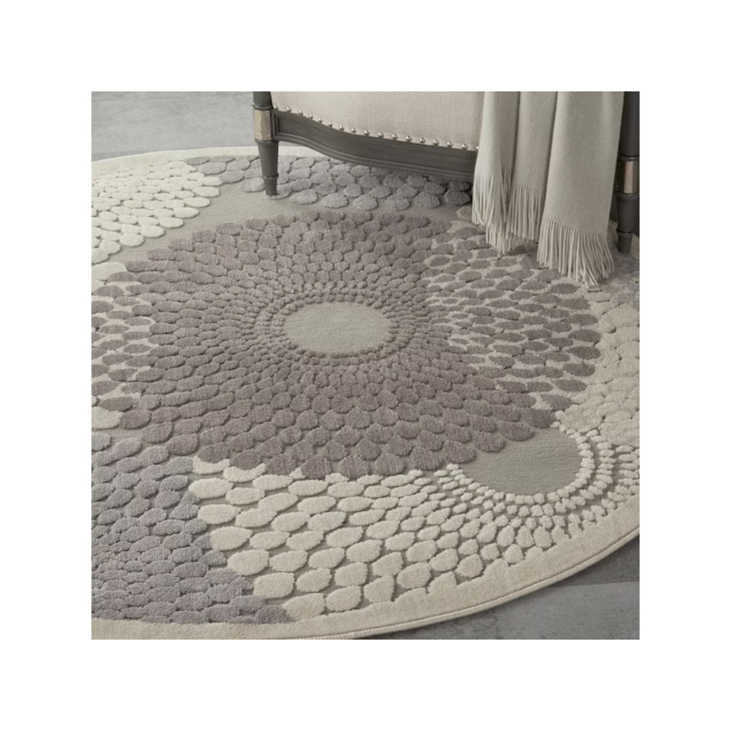 Nourison Home Graphic Illusions GIL04 Grey Round Indoor Area Rug - Power Loomed Living Room Rug-