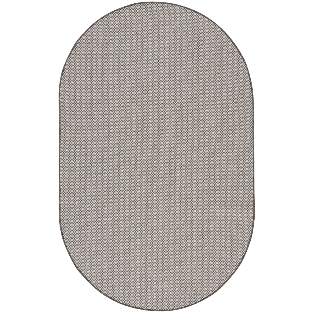 Nourison Home Courtyard COU01 Gray Indoor / Outdoor Oval Rug - Modern Style Power Loomed Low Pile Rug-