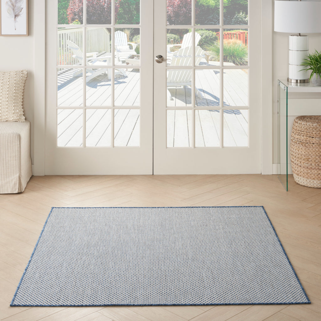 Nourison Home Courtyard COU01 Blue Indoor / Outdoor Square Rug - Modern Style Power Loomed Low Pile Rug-