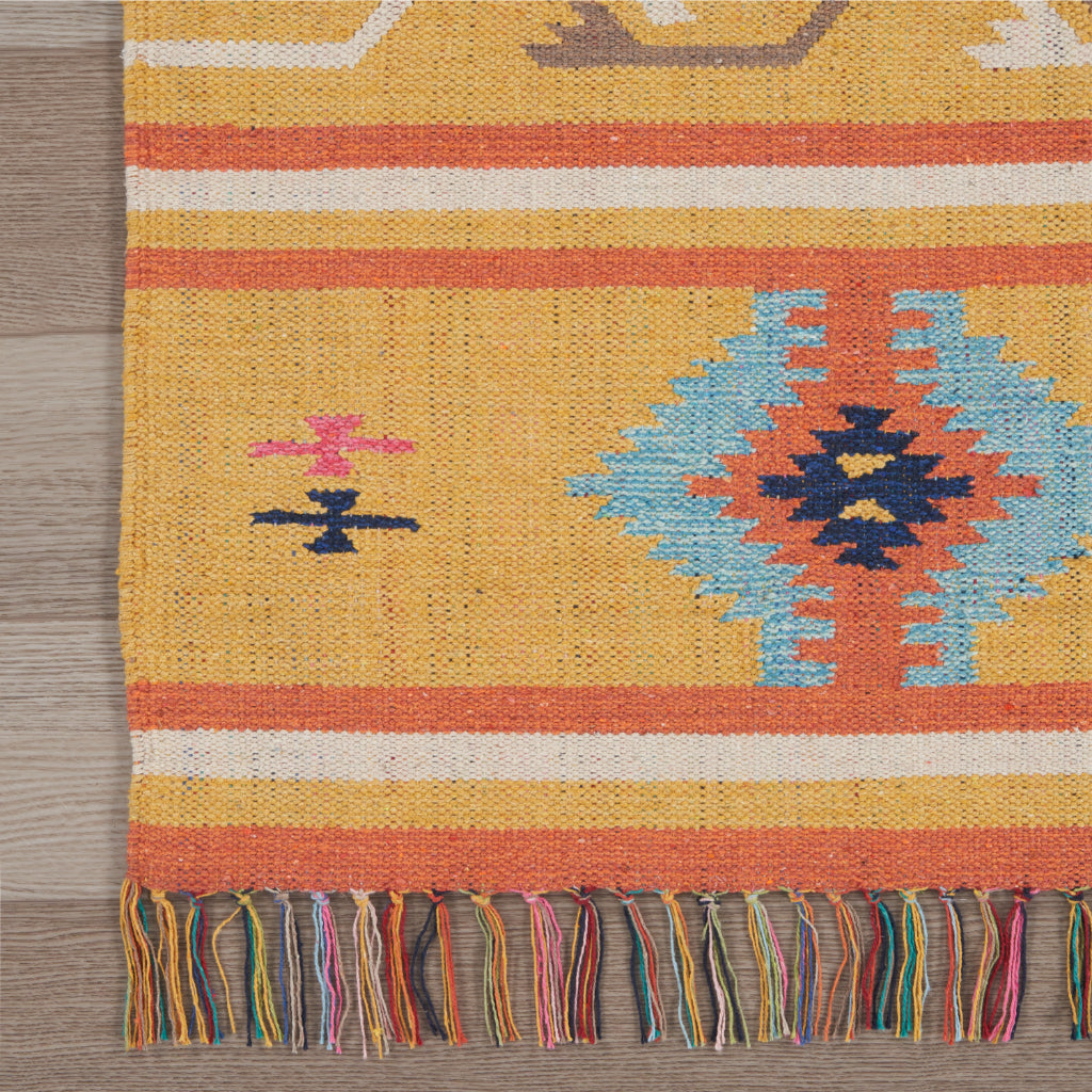 Nourison Home Baja BAJ03 Handmade Multicolor Rectangle Area Rug - Reversible Indoor Rug with Yellow Background