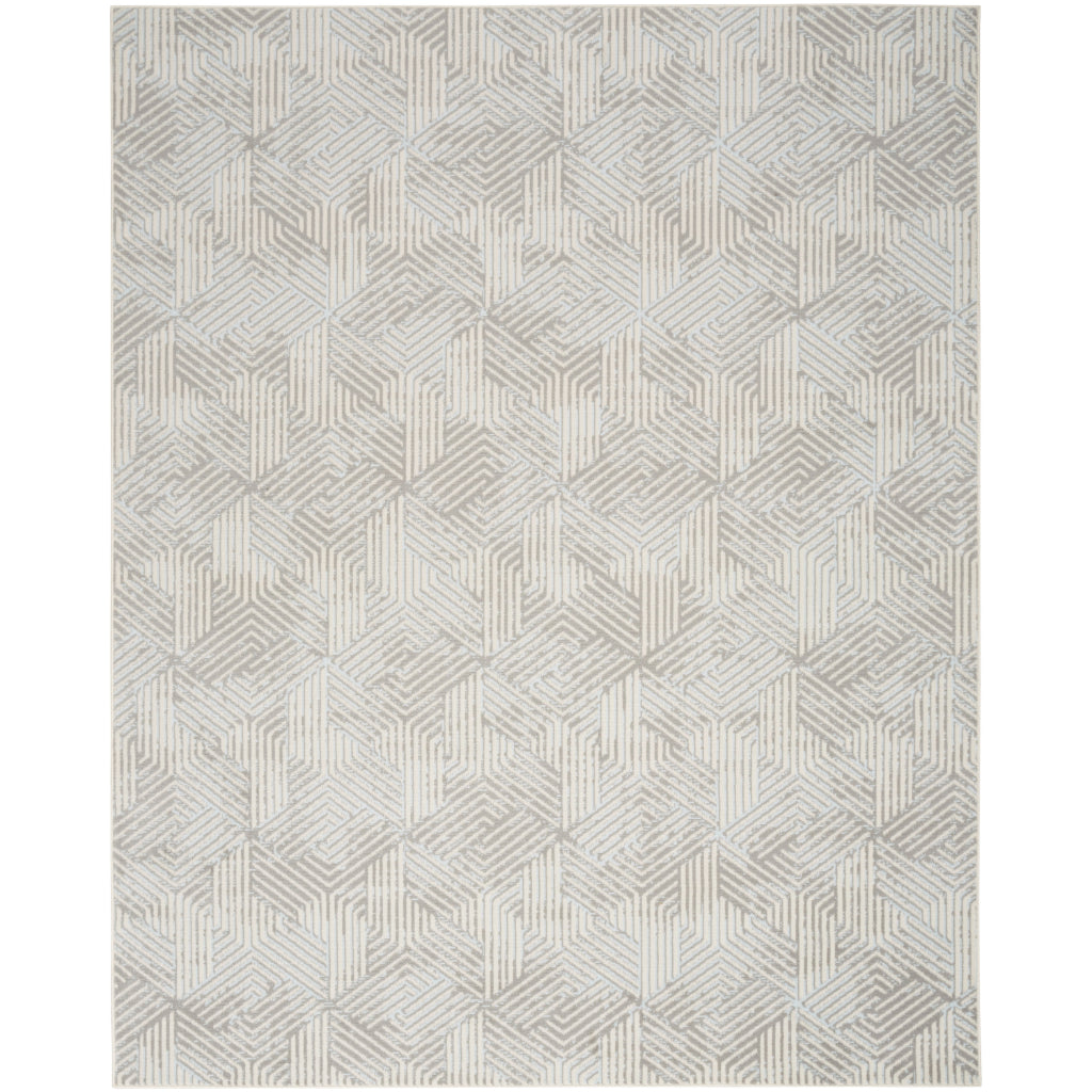 Nourison Home Grafix GRF39 Gray Indoor Rectangle Area Rug - Medium Pile Modern Geometric Rug