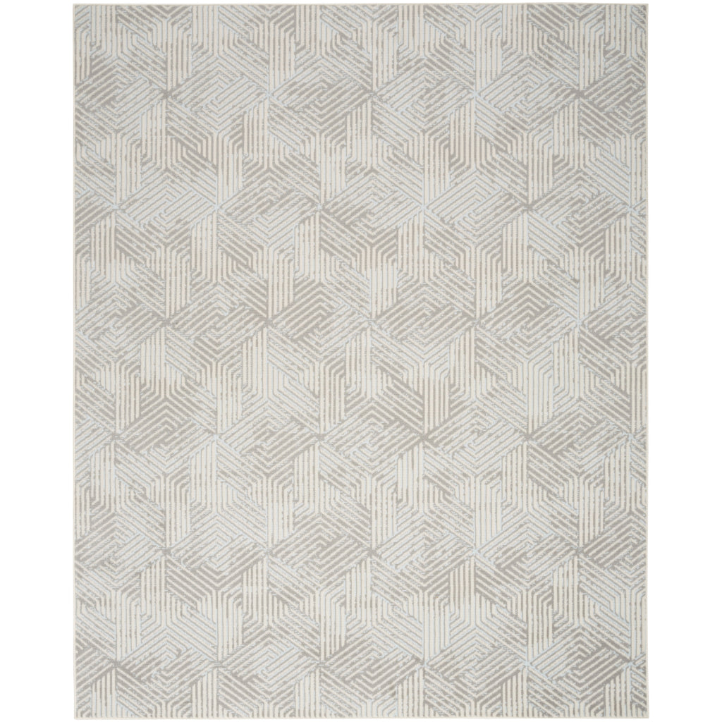 Nourison Home Grafix GRF39 Gray Indoor Rectangle Area Rug - Medium Pile Modern Geometric Rug-
