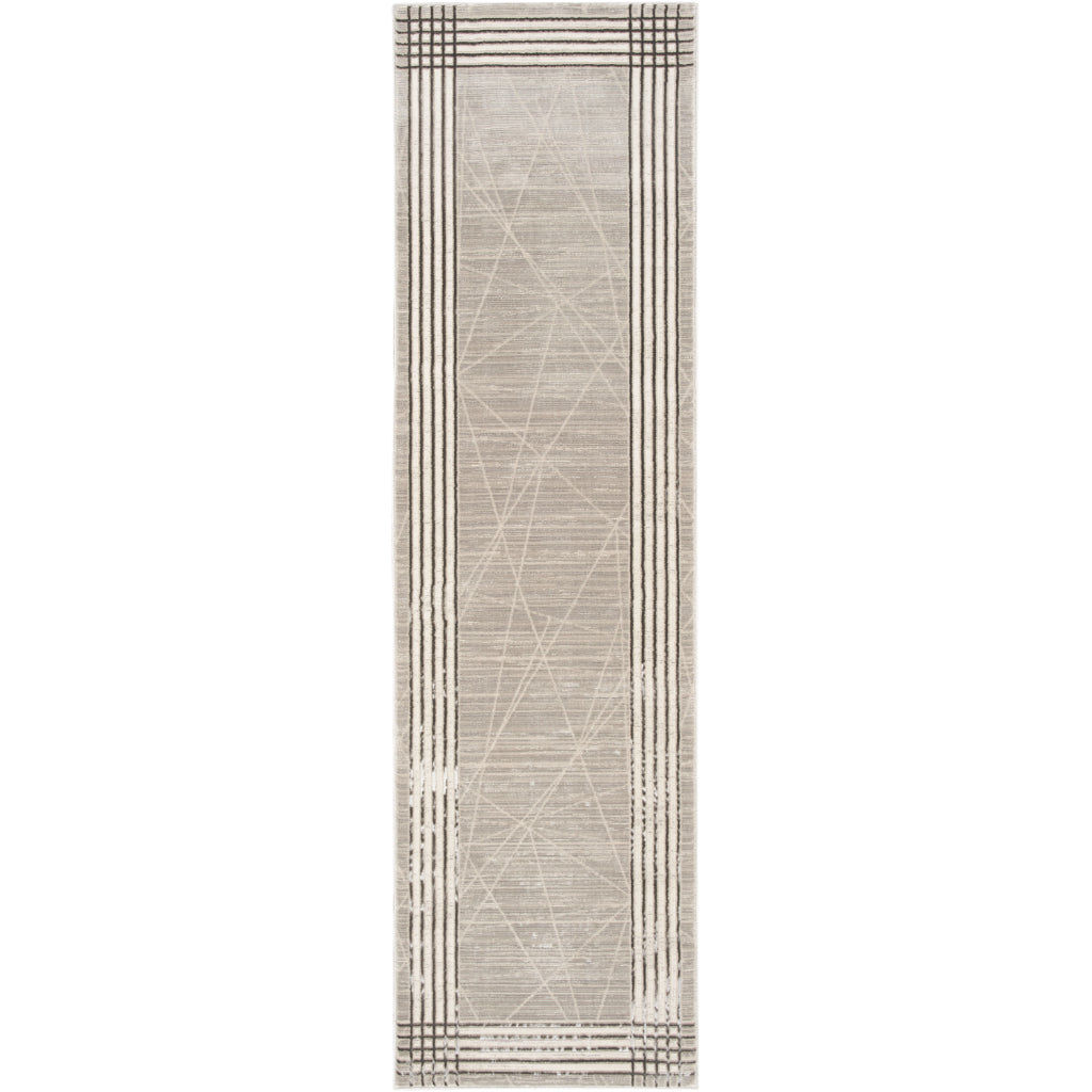 Nourison Home Desire DSR01 Gray Indoor Runner - Power Loomed Plush Pile Runner with White & Gray Border-