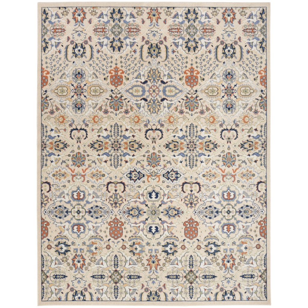 Nourison Home Allur ALR03 Power Loomed Multicolor Rectangle Area Rug - Indoor Low Pile Bohemian Style Rug in Beige Background-
