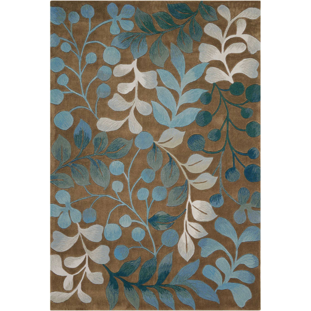 Nourison Home Contour CON02 Multicolor Indoor Rectangle Area Rug - Tufted Medium Pile Living Room Rug with Blue & Gray Leaf Design-