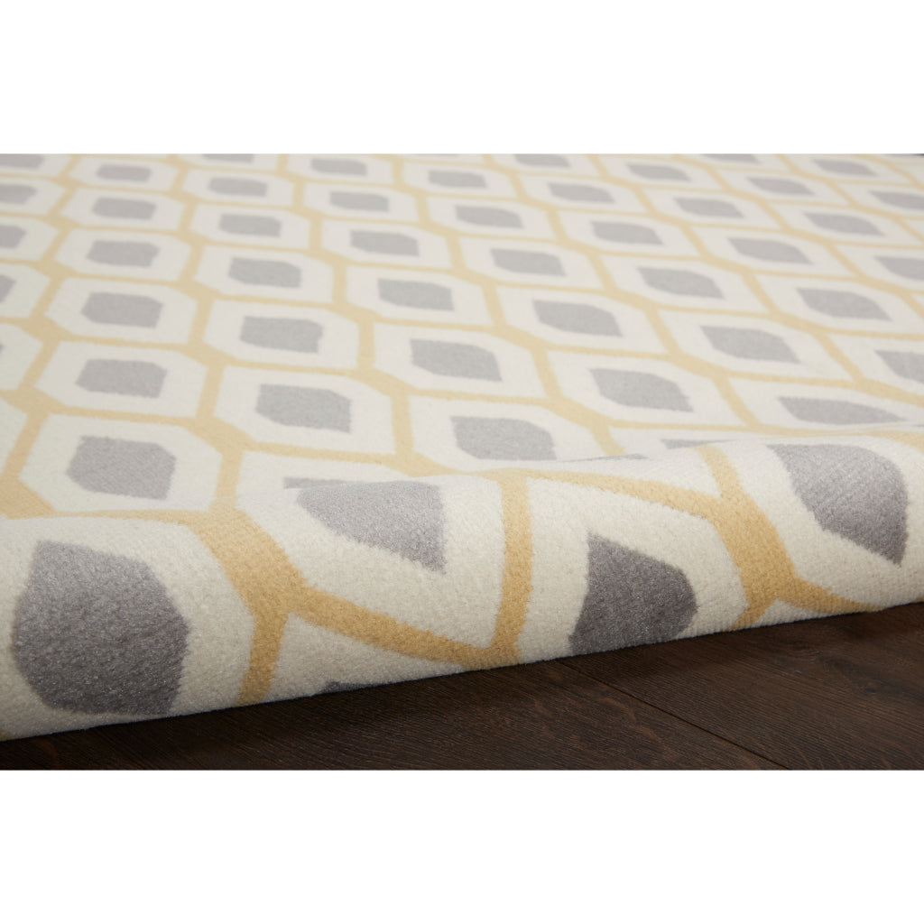 Nourison Home Grafix GRF22 White Indoor Runner - Power Loomed Medium Pile Living Room Runner-