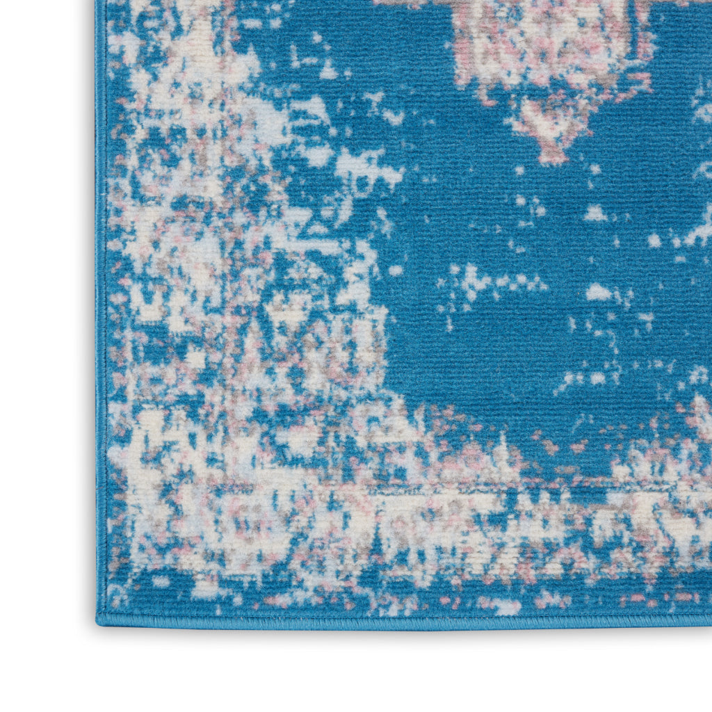 Nourison Home Grafix GRF14 Blue Indoor Runner - Vintage Style Power-Loomed Medium Pile Runner with Shades of Blue &amp; Ivory