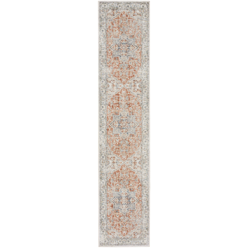 Nourison Home Astra ASW12 Multicolor Machine Washable Indoor Runner - Power Loomed Persian Runner with Faded Brown Floral Design-