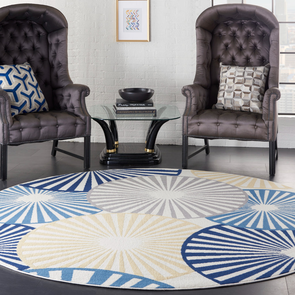 Nourison Home Grafix GRF20 Multicolor Indoor Round Area Rug - Power Loomed Medium Pile Rug-