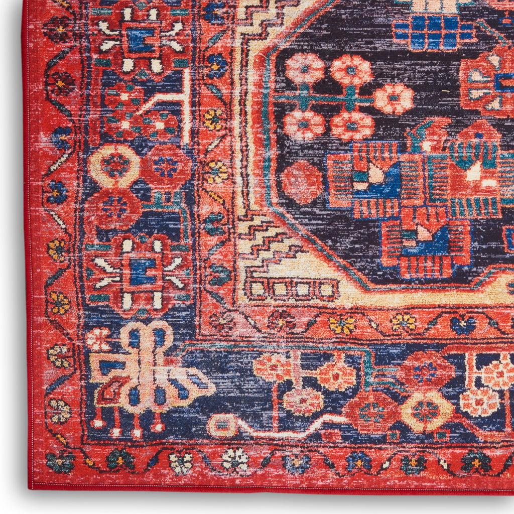 Nourison Home Fulton FUL04 Multicolor Indoor Runner - Vintage Style Flatweave Low Pile Hallway Runner with Shades of Red