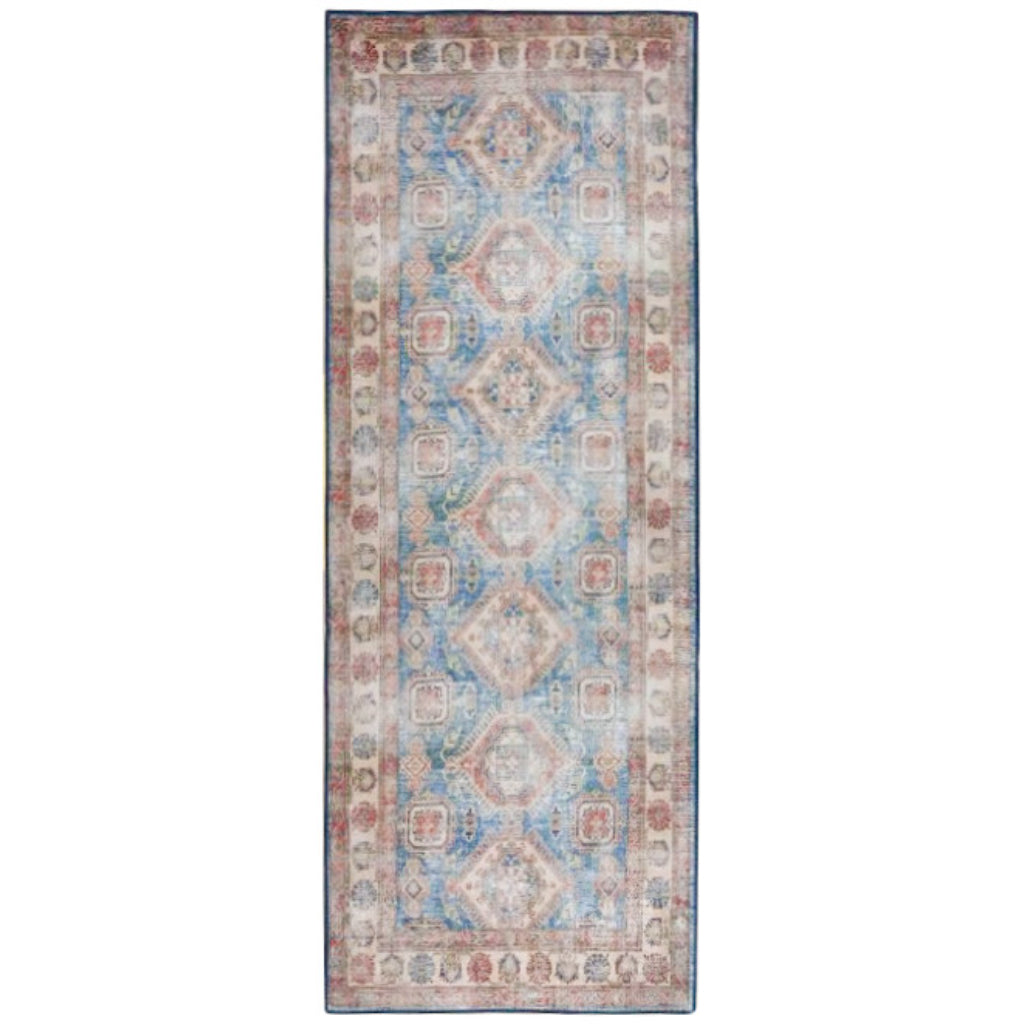 Nourison Home Fulton FUL08 Multicolor Indoor Runner - Vintage Style Flatweave Low Pile Hallway Runner with Shades of Ivory Blue