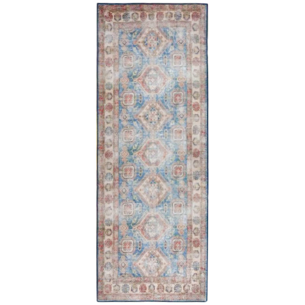 Nourison Home Fulton FUL08 Multicolor Indoor Runner - Vintage Style Flatweave Low Pile Hallway Runner with Shades of Ivory Blue-