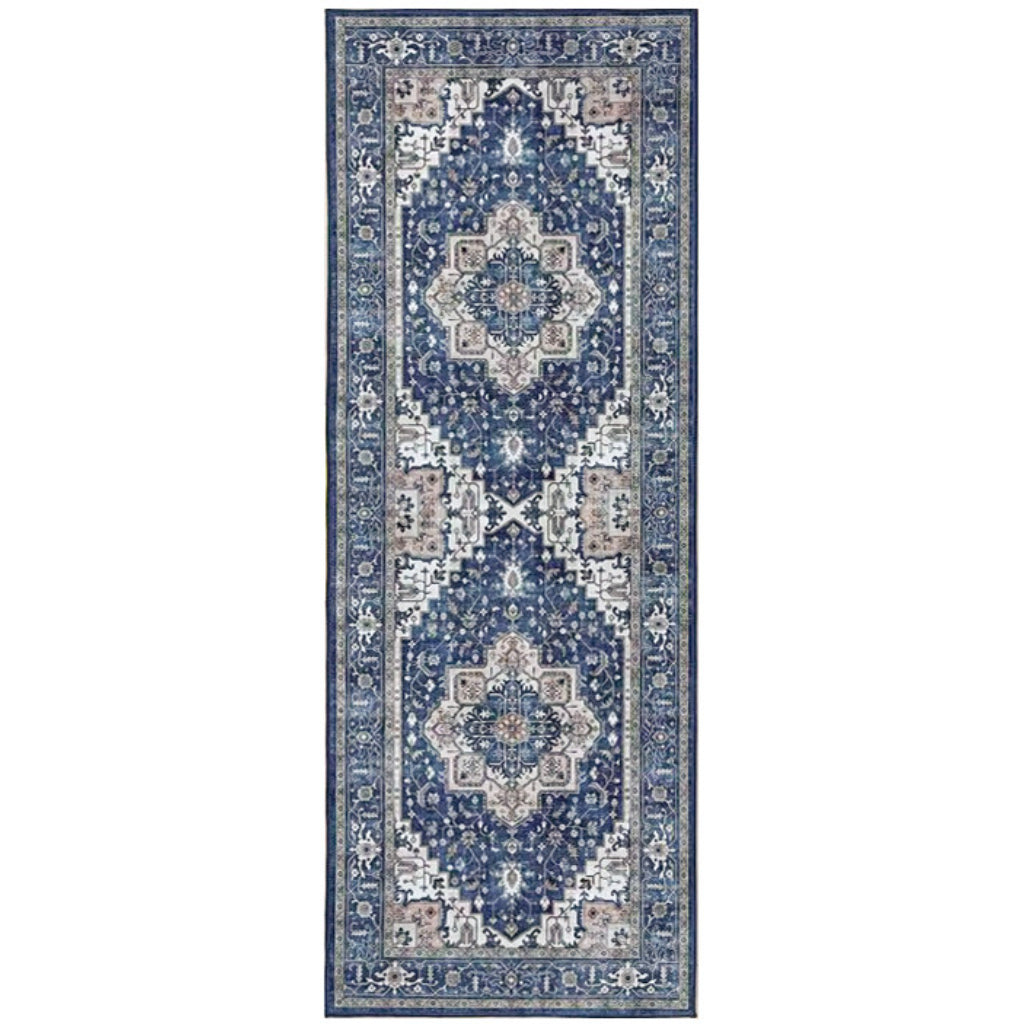 Nourison Home Fulton FUL10 Multicolor Indoor Runner - Vintage Style Flatweave Low Pile Hallway Runner with Shades of Blue-