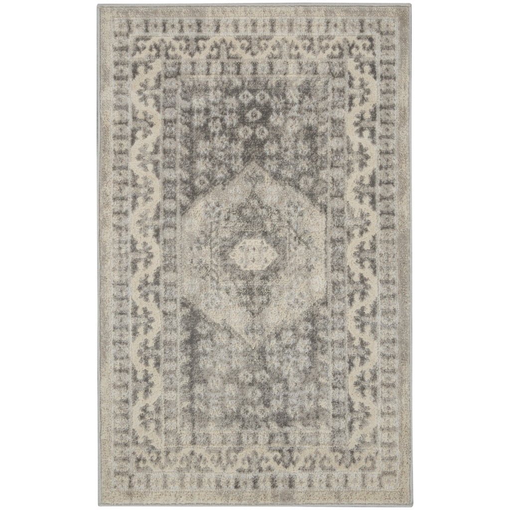 Nourison Home Cyrus CYR05 Gray Indoor Rectangle Area Rug - Power Loomed Low Pile Rug with Jute Backing