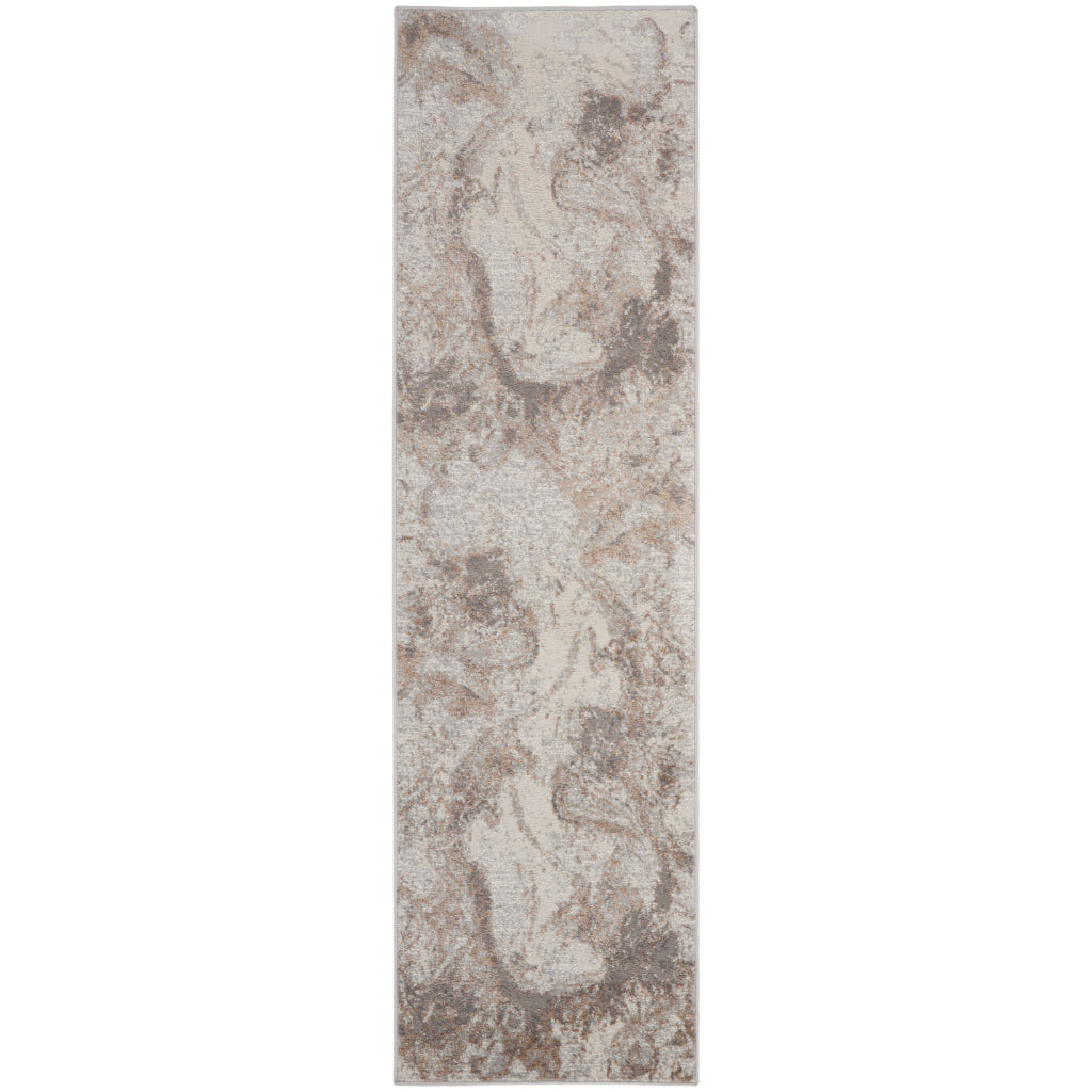 Nourison Home Elation ETN02 Two-Color Indoor Runner - Power Loomed Low Pile Hallway Runner with Beige & Gray Abstract Design-
