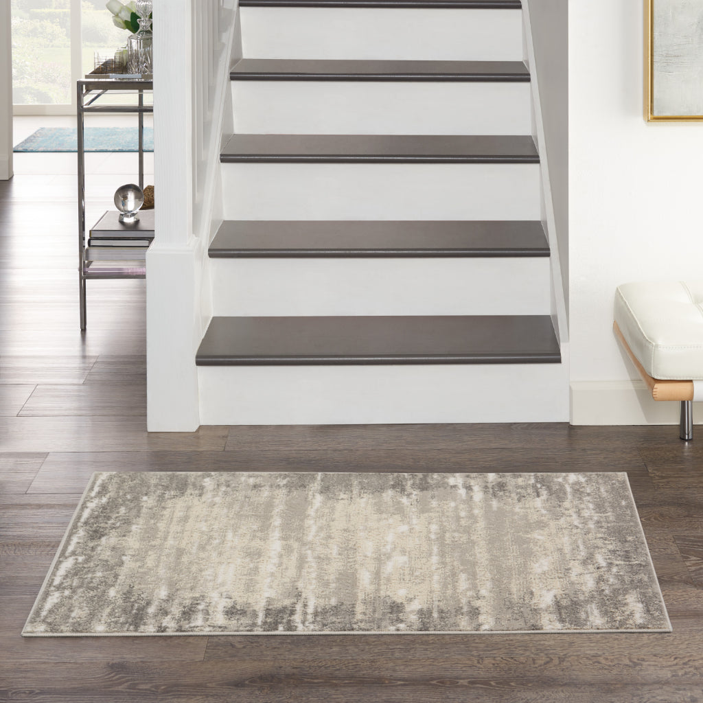 Nourison Home Cyrus CYR04 Gray Indoor Rectangle Area Rug - Power Loomed Low Pile Rug with Jute Backing