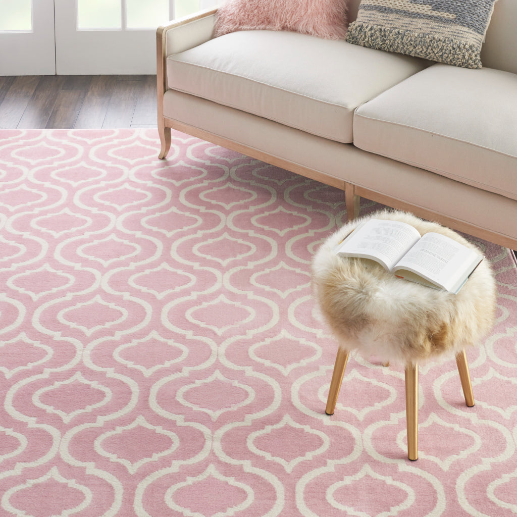 Nourison Home Jubilant JUB19 Pink Rectangle Indoor Area Rug - Refined Contemporary Rug with Lantern Trellis Pattern