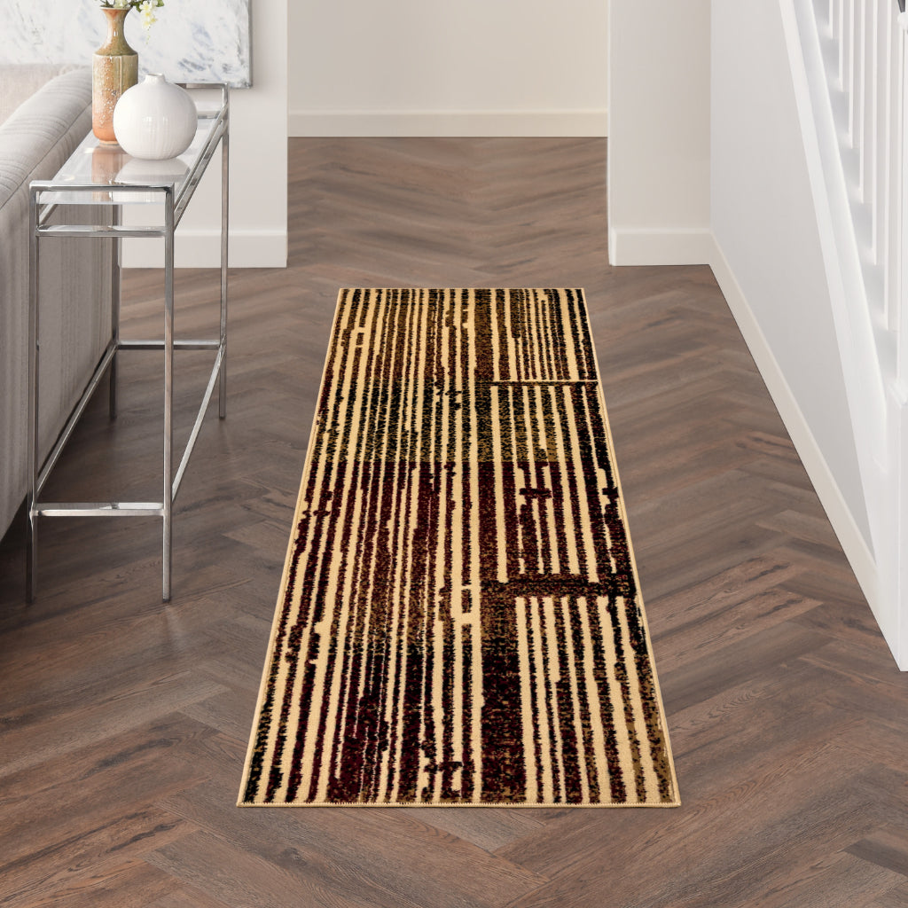 Nourison Home Grafix GRF42 Multicolor Indoor Runner - Modern Abstract Runner with Striped Pattern-