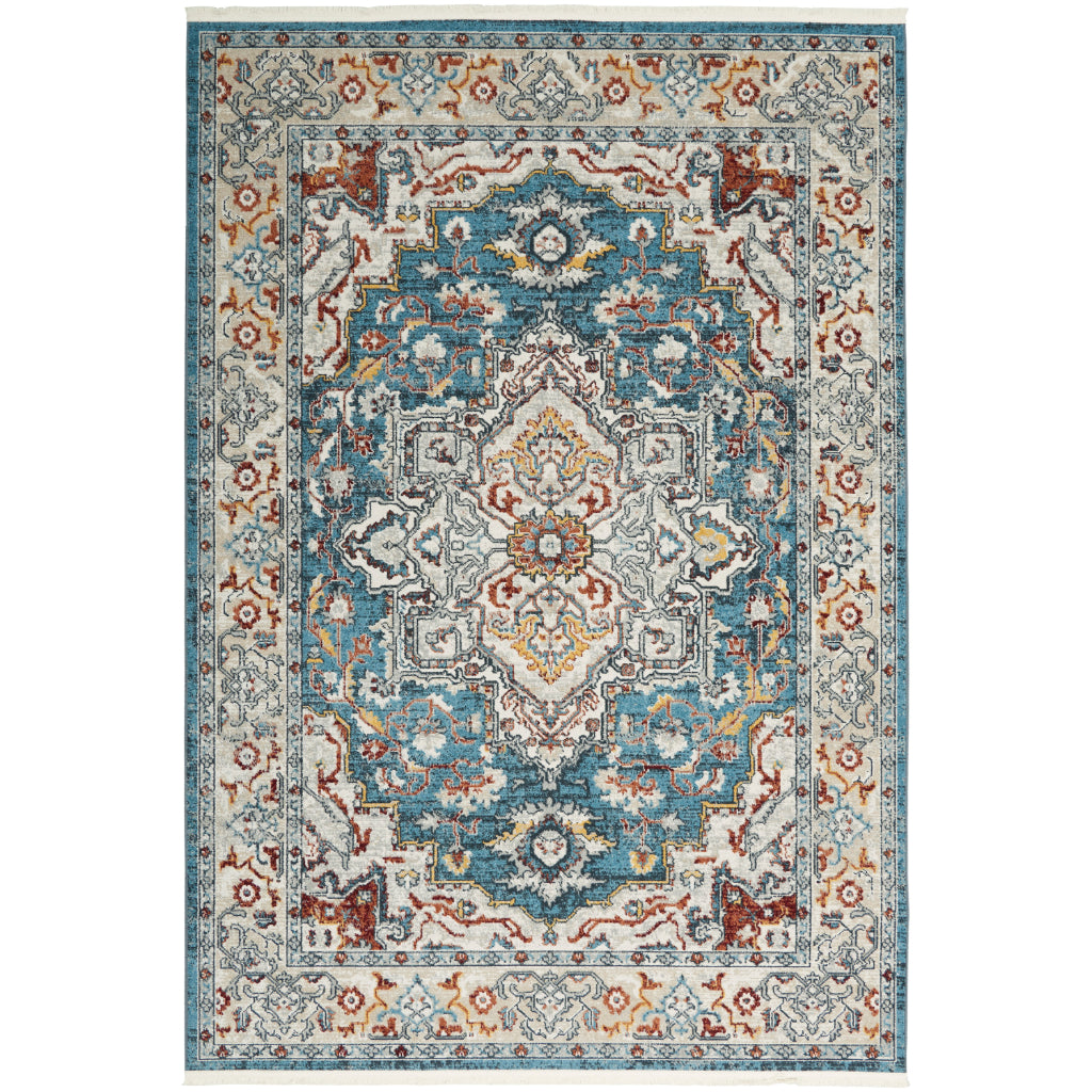 Nourison Home Geneva GNV02 Multicolor Power Loomed Rectangle Area Rug- Farmhouse Style Indoor Rug with Dark Blue &amp; Gray Palette