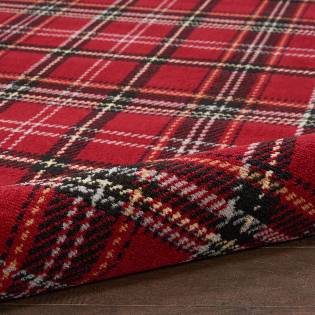 Nourison Home Grafix GRF03 Red Indoor Rectangle Area Rug - Power Loomed Medium Pile Plaid Rug