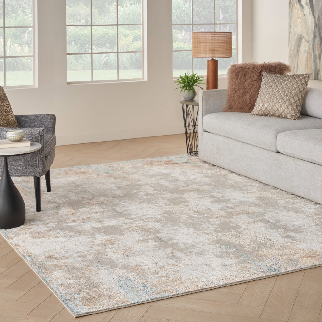 Nourison Home Glam GLM06 Multicolor Indoor Rectangle Area Rug - Low Pile Rug with Distress Pattern