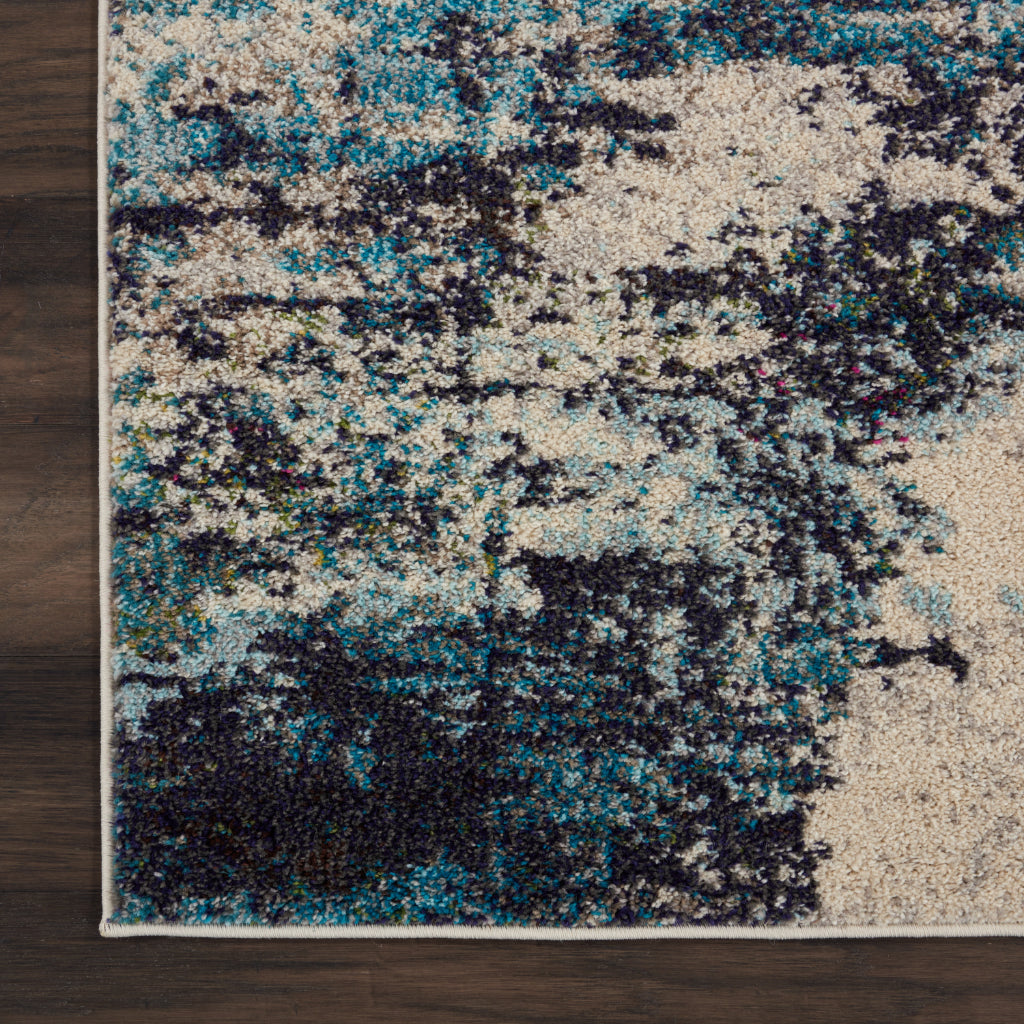 Nourison Home Celestial CES02 Blue Rectangle Indoor Area Rug - Power Loomed Modern Abstract Medium Pile Rug