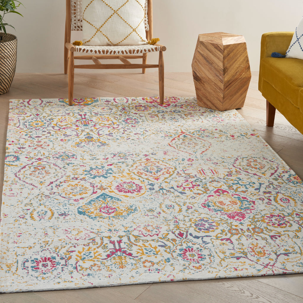 Nourison Home Damask DAS06 Multicolor Rectangle Indoor Area Rug - Power Loomed Low Pile Rug