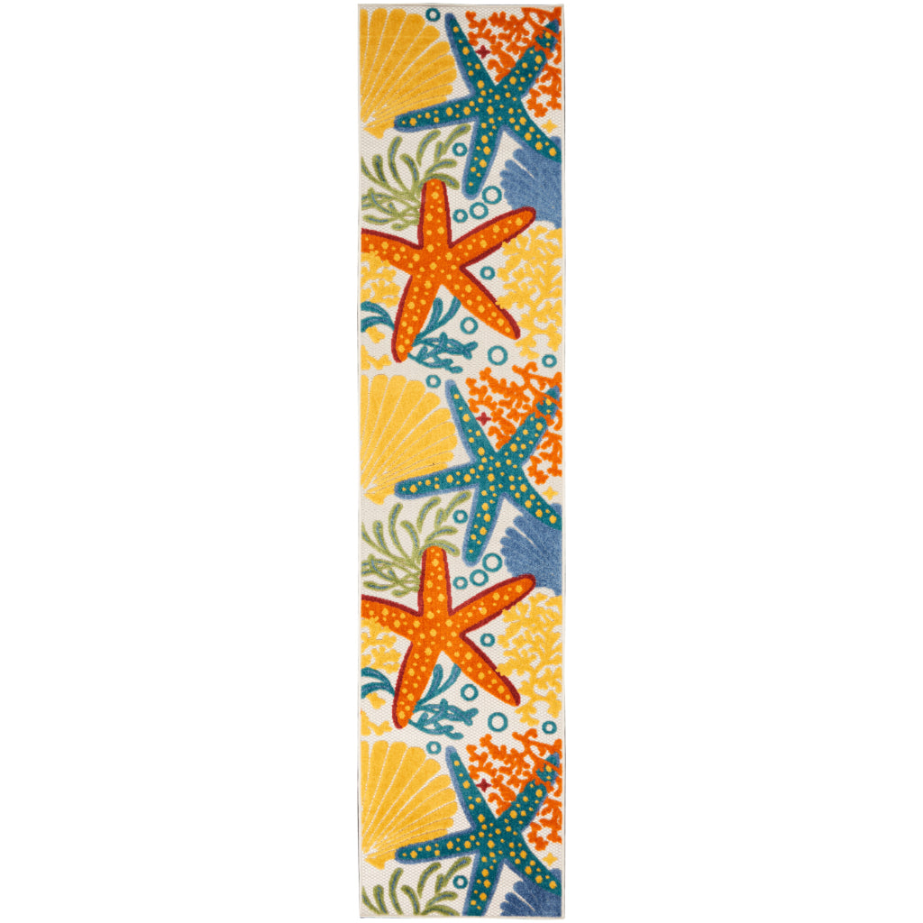 Nourison Home Aloha ALH24 Machine Made Multicolor Runner - Stain Resistant Indoor & Outdoor Low Pile Runner-