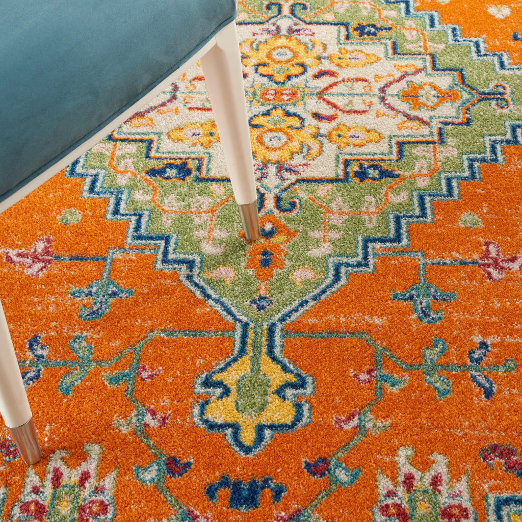 Nourison Home Allur ALR01 Machine Made Multicolor Rectangle Area Rug - Power Loomed Indoor Rug with Orange Persian Inspired Pattern-