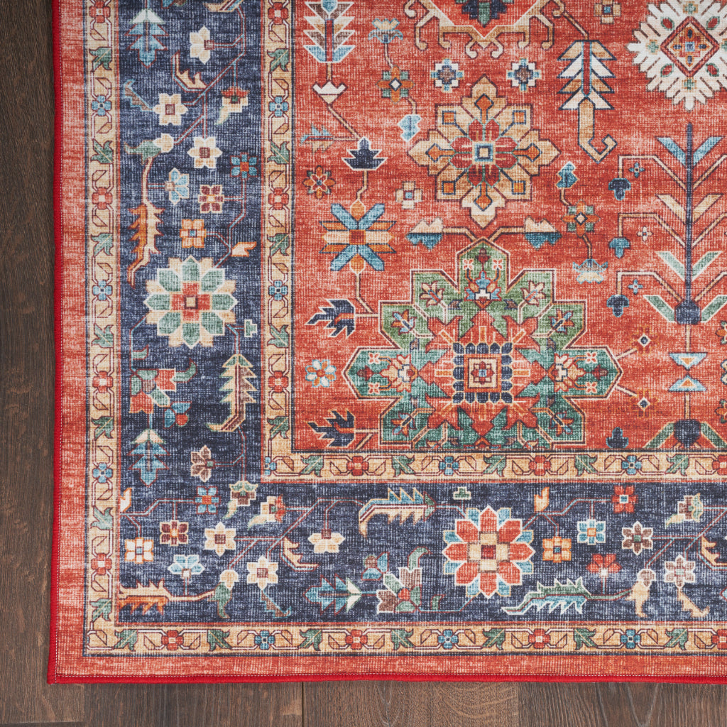 Nourison Home Fulton FUL12 Multicolor Indoor Runner - Vintage Style Flatweave Low Pile Hallway Runner with Shades of Orange