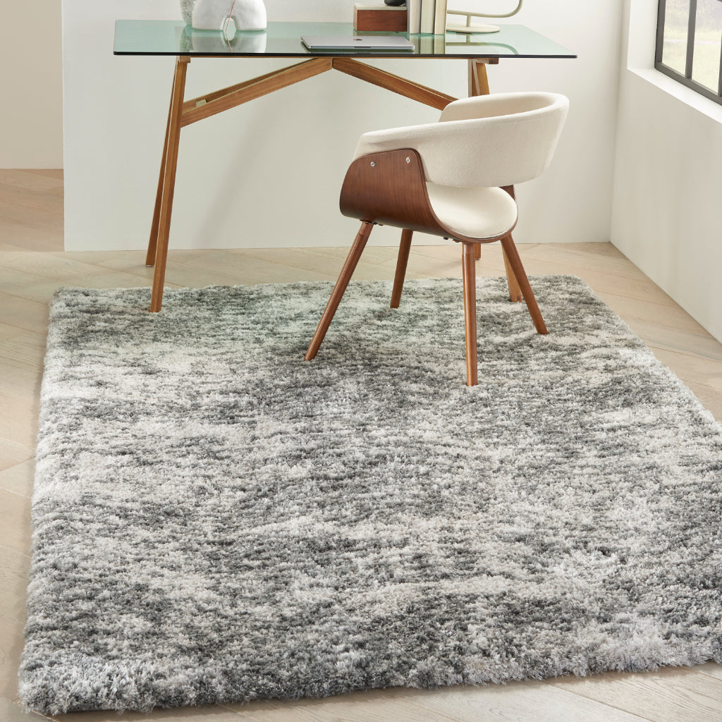 Nourison Home Dreamy Shag DRS04 Gray Indoor Rectangle Shag Rug - High Pile Abstract Rug with Jute Backing