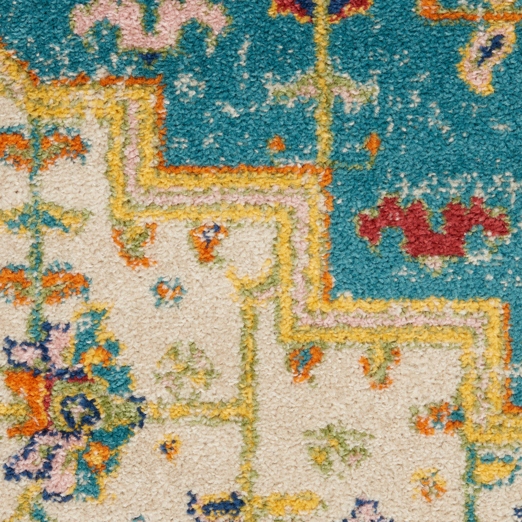 Nourison Home Allur ALR01 Machine Made Multicolor Rectangle Area Rug - Power Loomed Indoor Rug with Blue Persian Inspired Pattern-