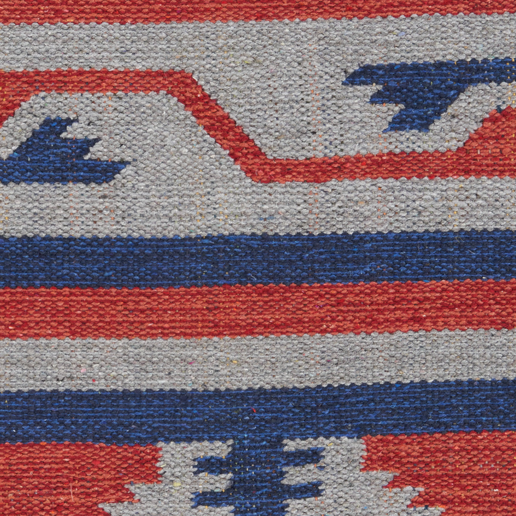 Nourison Home Baja BAJ03 Handmade Multicolor Rectangle Area Rug - Reversible Indoor Rug with Blue &amp; Red Stripes
