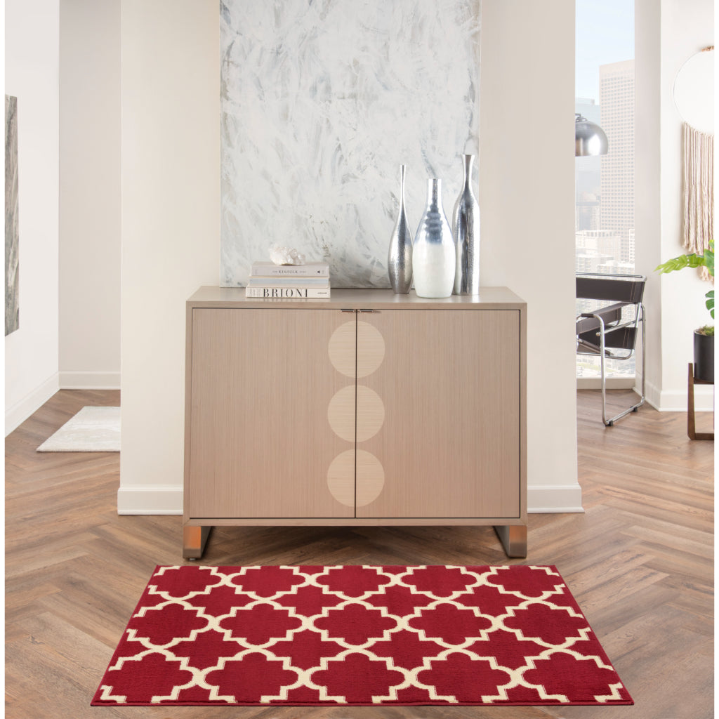 Nourison Home Grafix GRF08 Red Rectangle Indoor Area Rug - Power Loomed Medium Pile Living Room Rug-