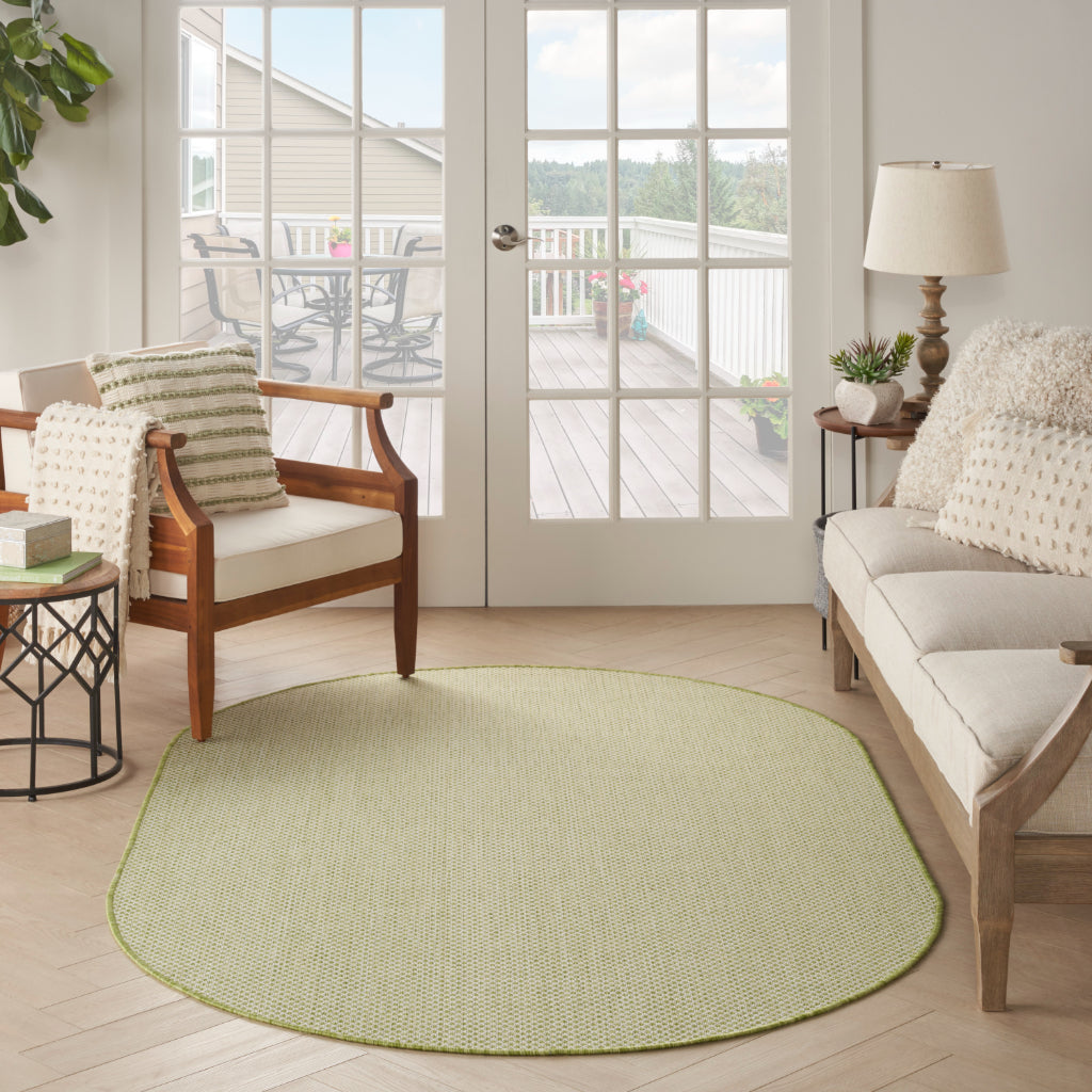 Nourison Home Courtyard COU01 Green Indoor / Outdoor Oval Rug - Modern Style Power Loomed Low Pile Rug-