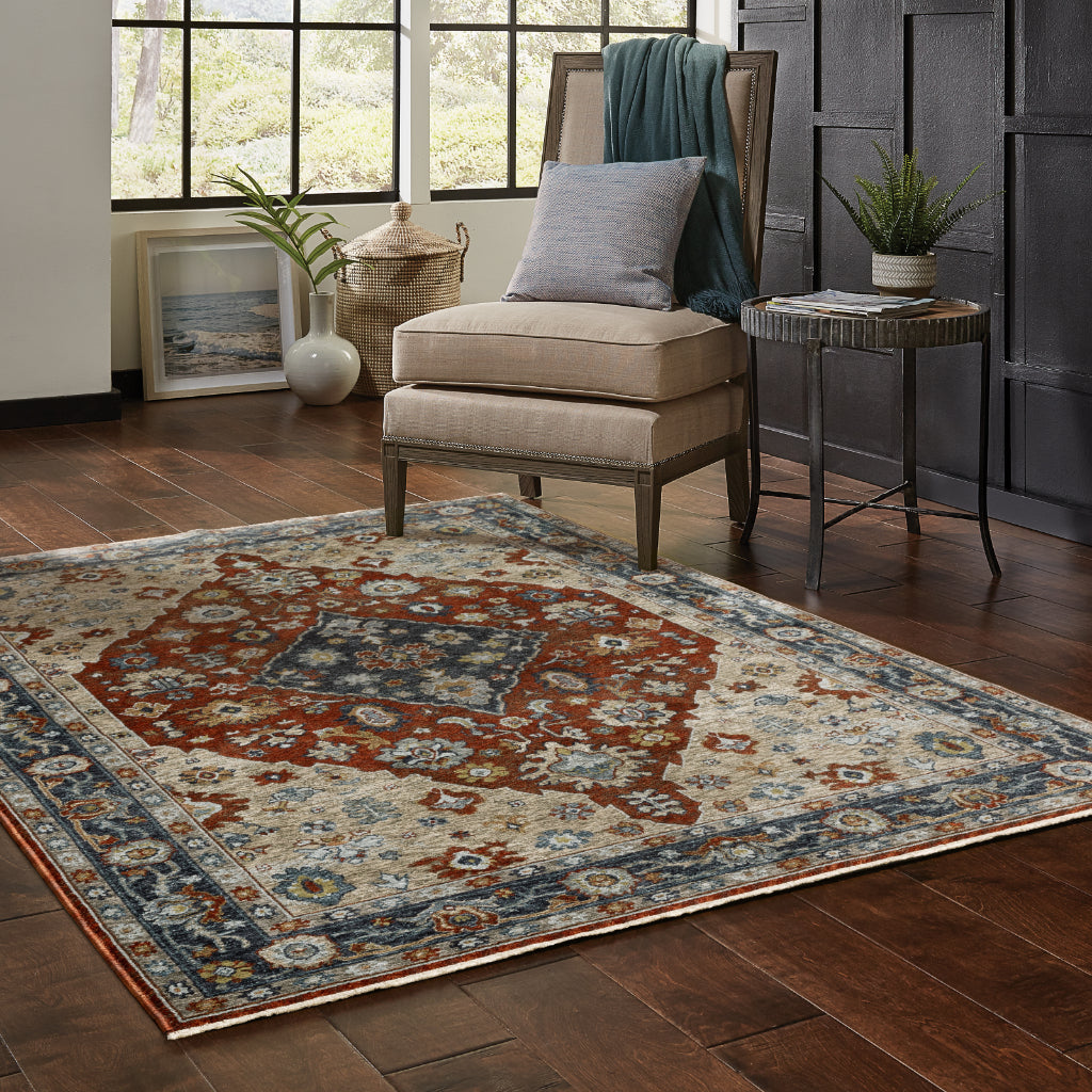 Oriental Weavers Aberdeen 1143H Multicolor Rectangle Indoor Area Rug - Classic Machine Made Persian Rug with Medallion Design-