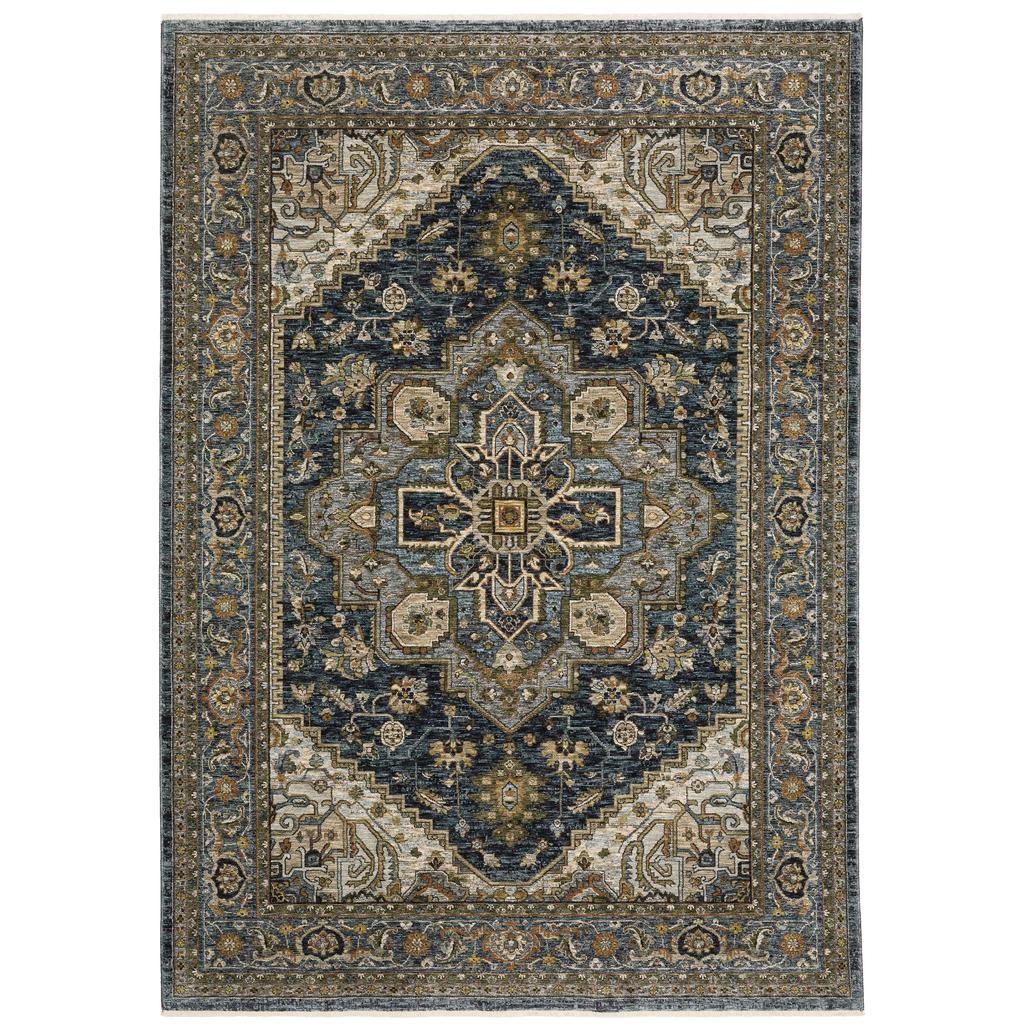 Oriental Weavers Aberdeen 1144Q Blue Round Indoor Area Rug Medallion Pattern-