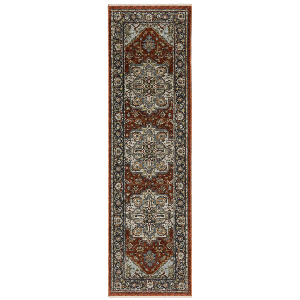 Oriental Weavers Aberdeen 1144R Multicolor Indoor Runner - Classic Machine Made Persian Rug with Star Medallion Design-