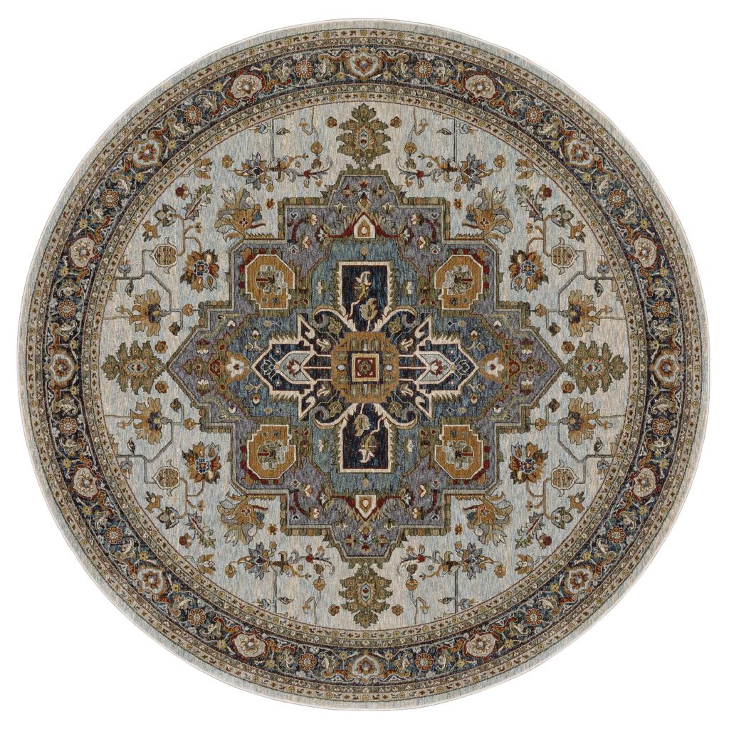 Oriental Weavers Aberdeen 1144W Beige Round Indoor Area Rug Medallion Pattern-
