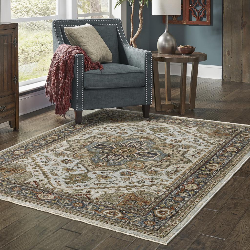 Oriental Weavers Aberdeen 1144W Multicolor Rectangle Indoor Area Rug - Classic Machine Made Persian Rug with Star Medallion Design-