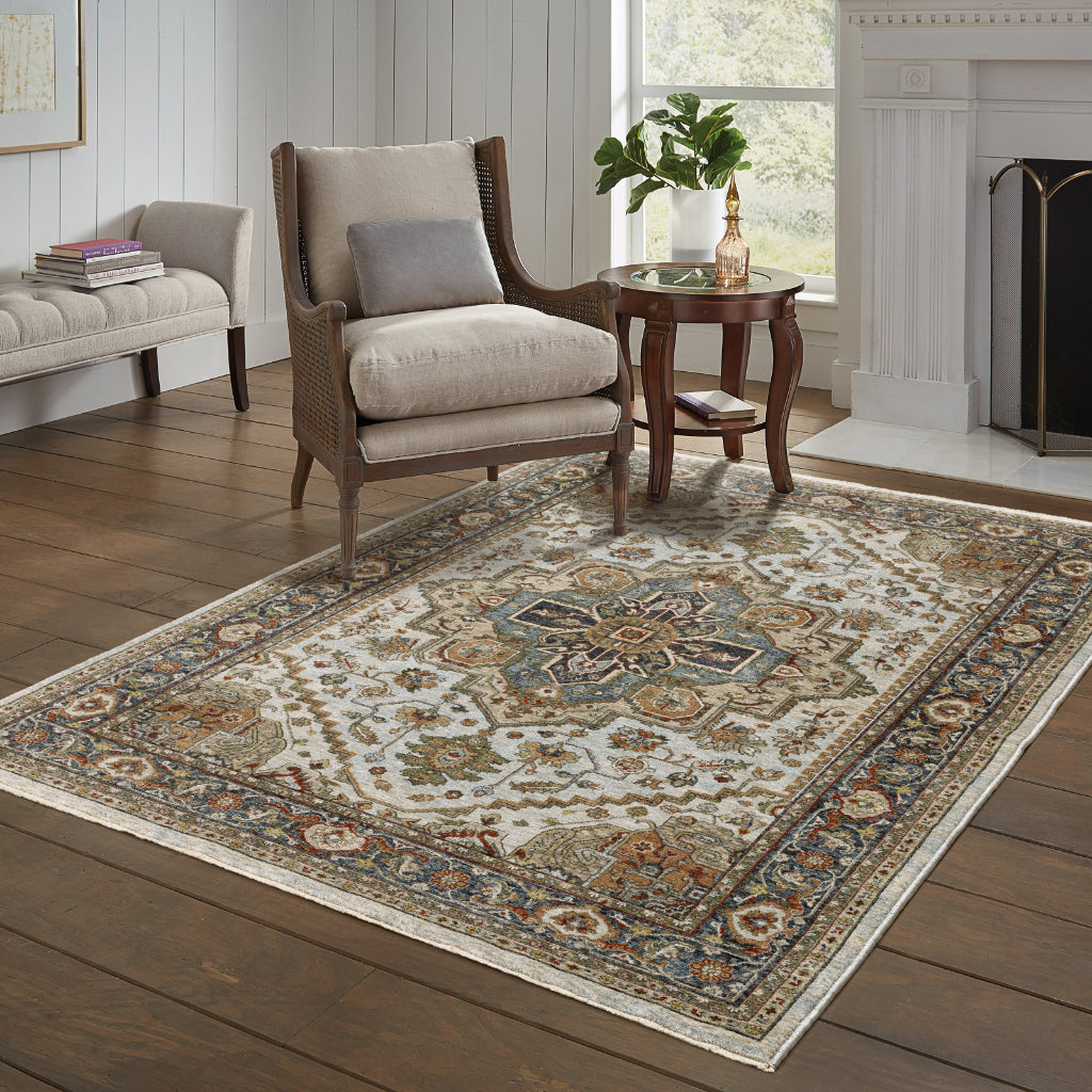 Oriental Weavers Aberdeen 1144W Multicolor Rectangle Indoor Area Rug - Classic Machine Made Persian Rug with Star Medallion Design-