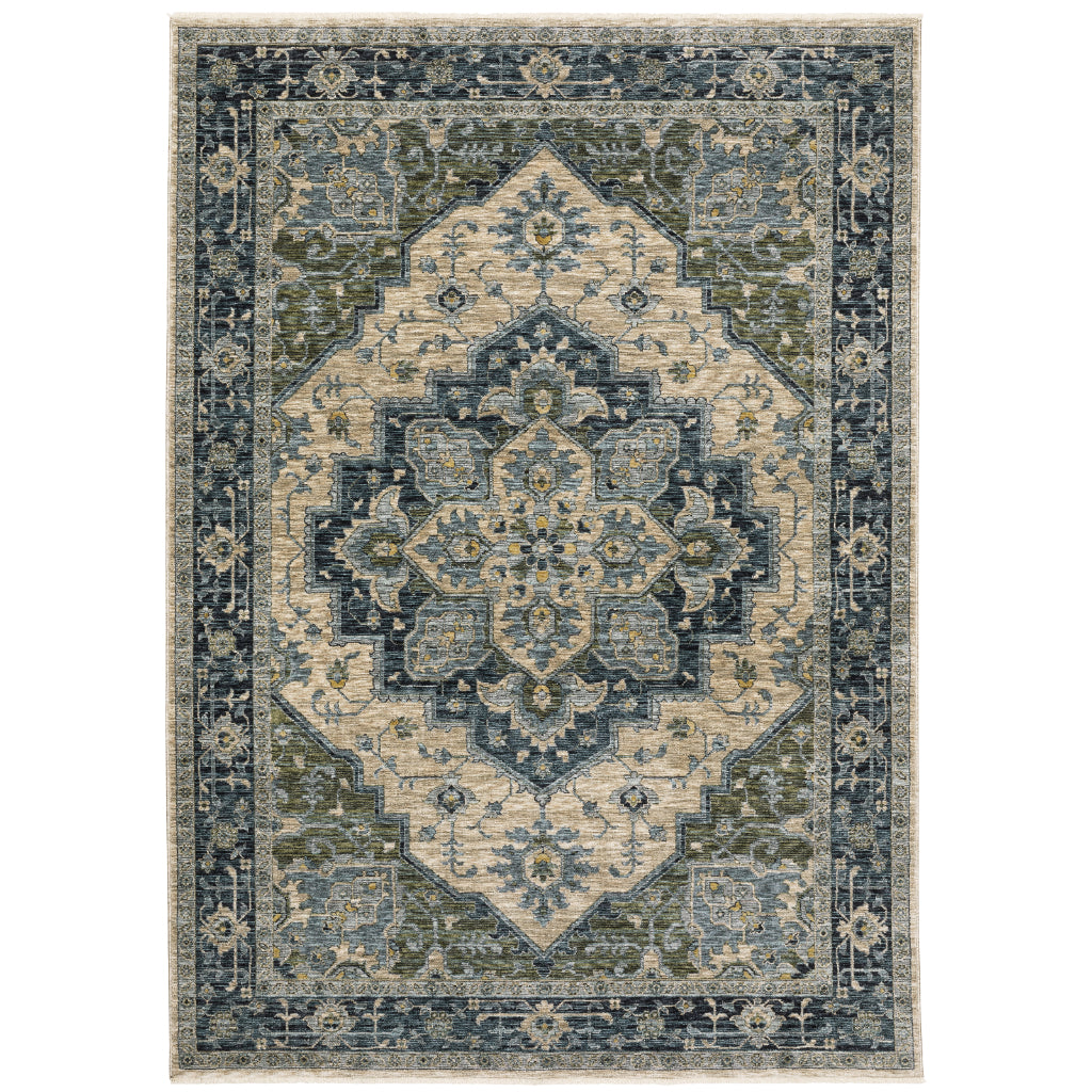 Oriental Weavers Aberdeen 051G1 Multicolor Rectangle Indoor Area Rug - Classic Machine Made Persian Rug with Distressed Medallion Design-