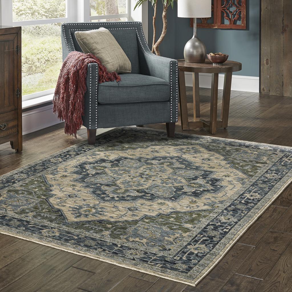 Oriental Weavers Aberdeen 051G1 Multicolor Rectangle Indoor Area Rug - Classic Machine Made Persian Rug with Distressed Medallion Design-