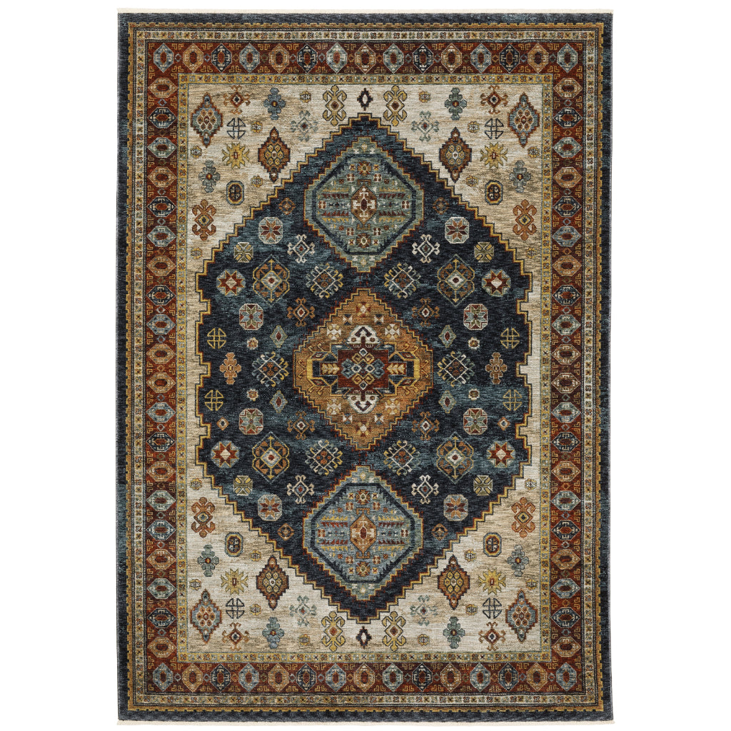 Oriental Weavers Aberdeen 005W1 Multicolor Rectangle Indoor Area Rug - Classic Machine Made Persian Rug with Medallion Design-