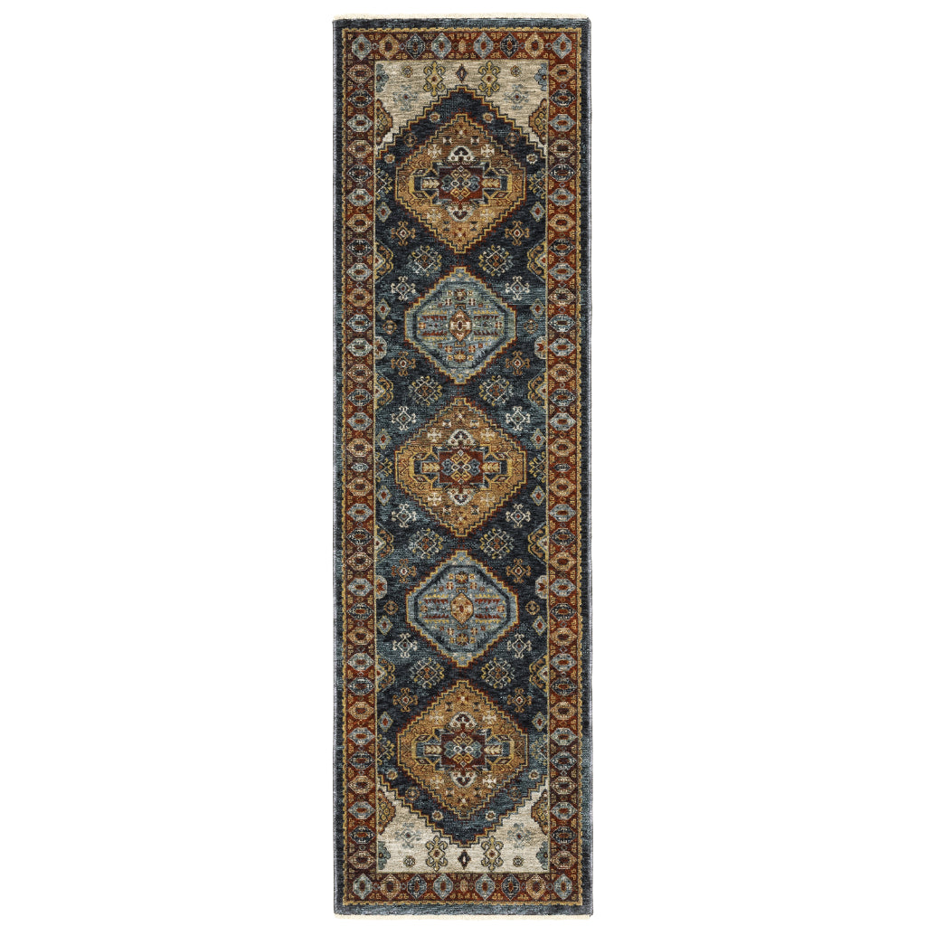 Oriental Weavers Aberdeen 005W1 Multicolor Indoor Runner - Classic Machine Made Persian Rug with Medallion Design-