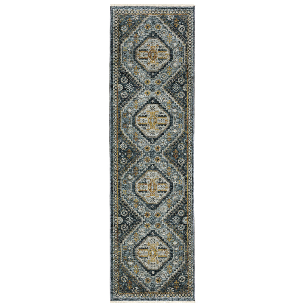 Oriental Weavers Aberdeen 7150B Multicolor Indoor Runner - Tribal Machine Made Rug with Double Diamond Design-