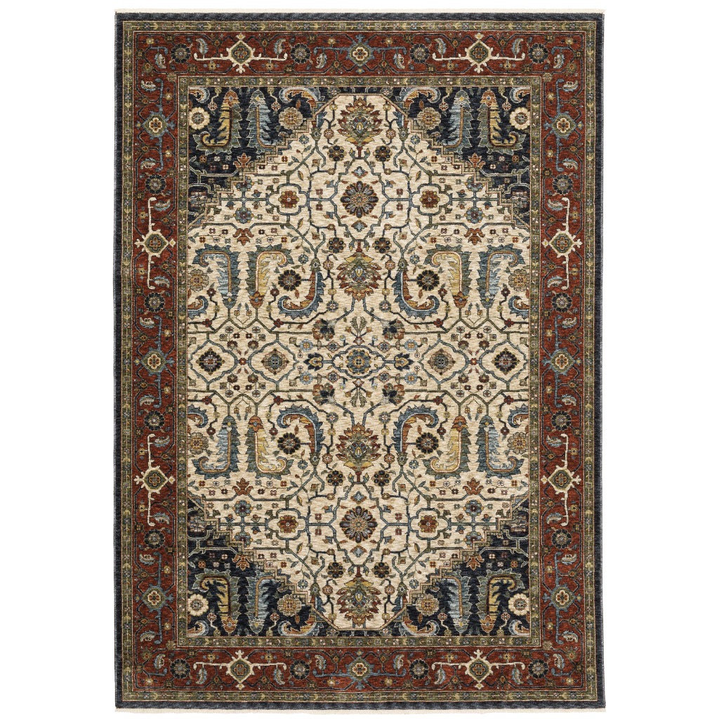 Oriental Weavers Aberdeen 752W1 Multicolor Rectangle Indoor Area Rug - Classic Machine Made Persian Rug with Open Medallion Design