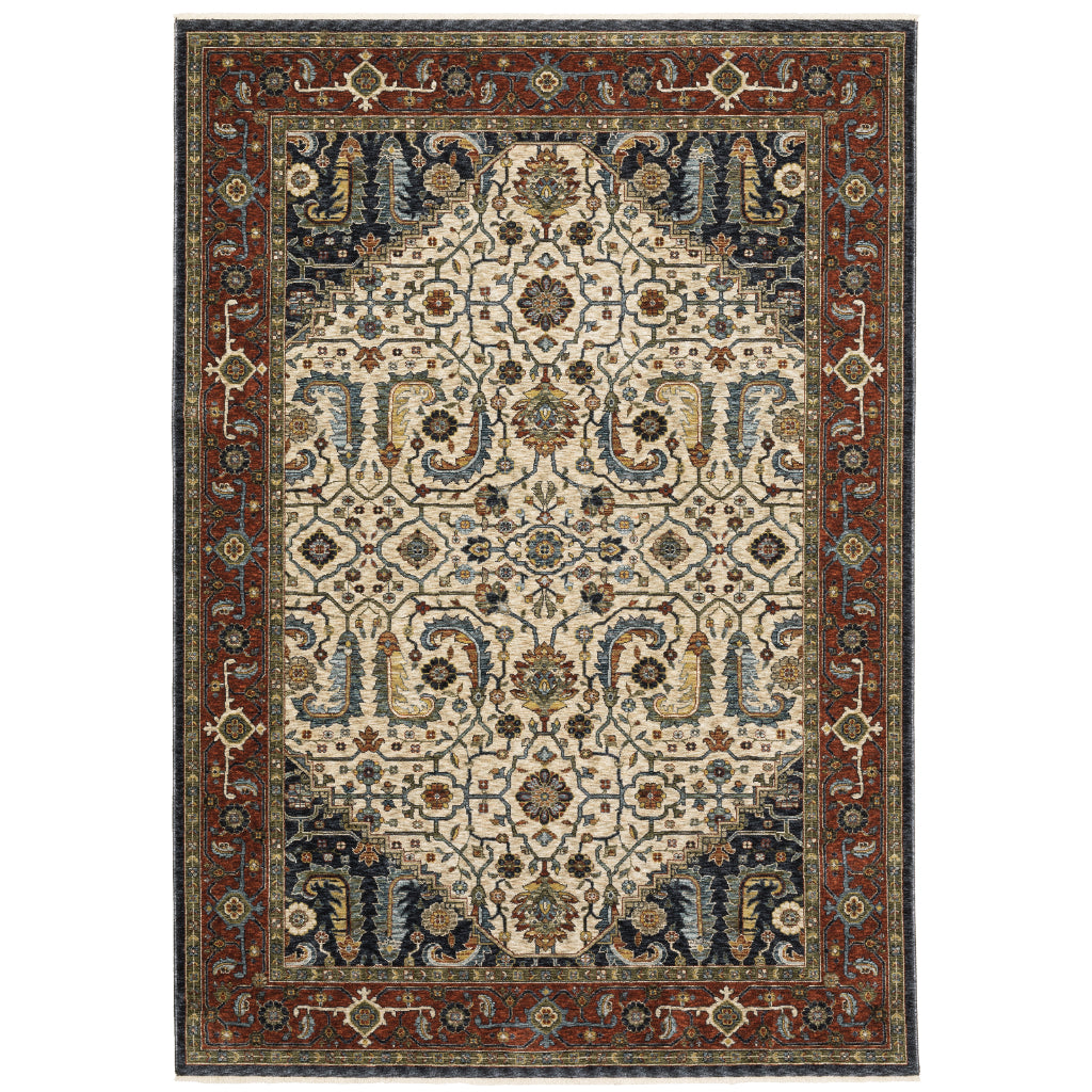 Oriental Weavers Aberdeen 752W1 Multicolor Rectangle Indoor Area Rug - Classic Machine Made Persian Rug with Open Medallion Design-