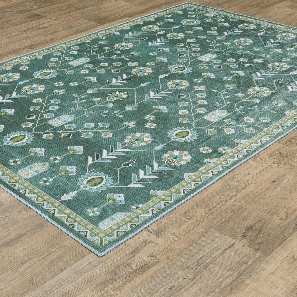 Oriental Weavers Addison ADD08 Teal Rectangle Indoor Area Rug Oriental Pattern-