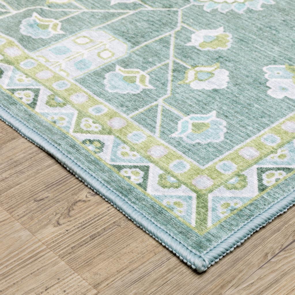 Oriental Weavers Addison ADD08 Teal Rectangle Indoor Area Rug Oriental Pattern-